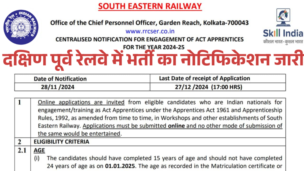 South Eastern Railway Vacancy